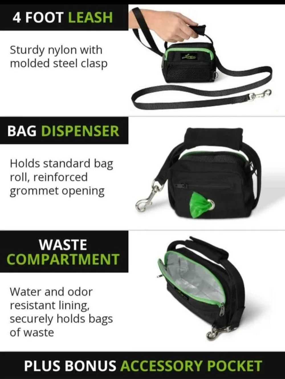 Pink Dog Walking Bag with Built-In Leash